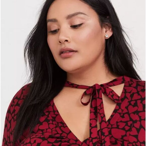 Torrid Midi Challis Skater Dress Red Heart Patterned Dress Women's Plus Size 5X - Picture 10 of 15